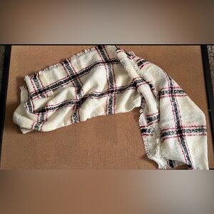 Black, Red, And White Plaid Fringed Scarf
